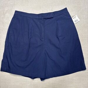 New Fairway Sport Womens Pleated Shorts Size 14 Navy Blue Cotton Golf Retro